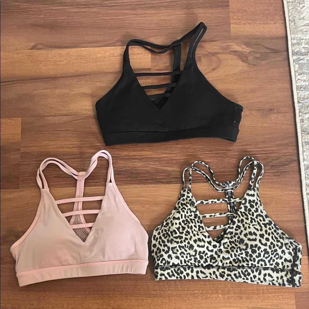 Stylish Women's Strappy Bralette Set - Black, Pink, Leopard Print